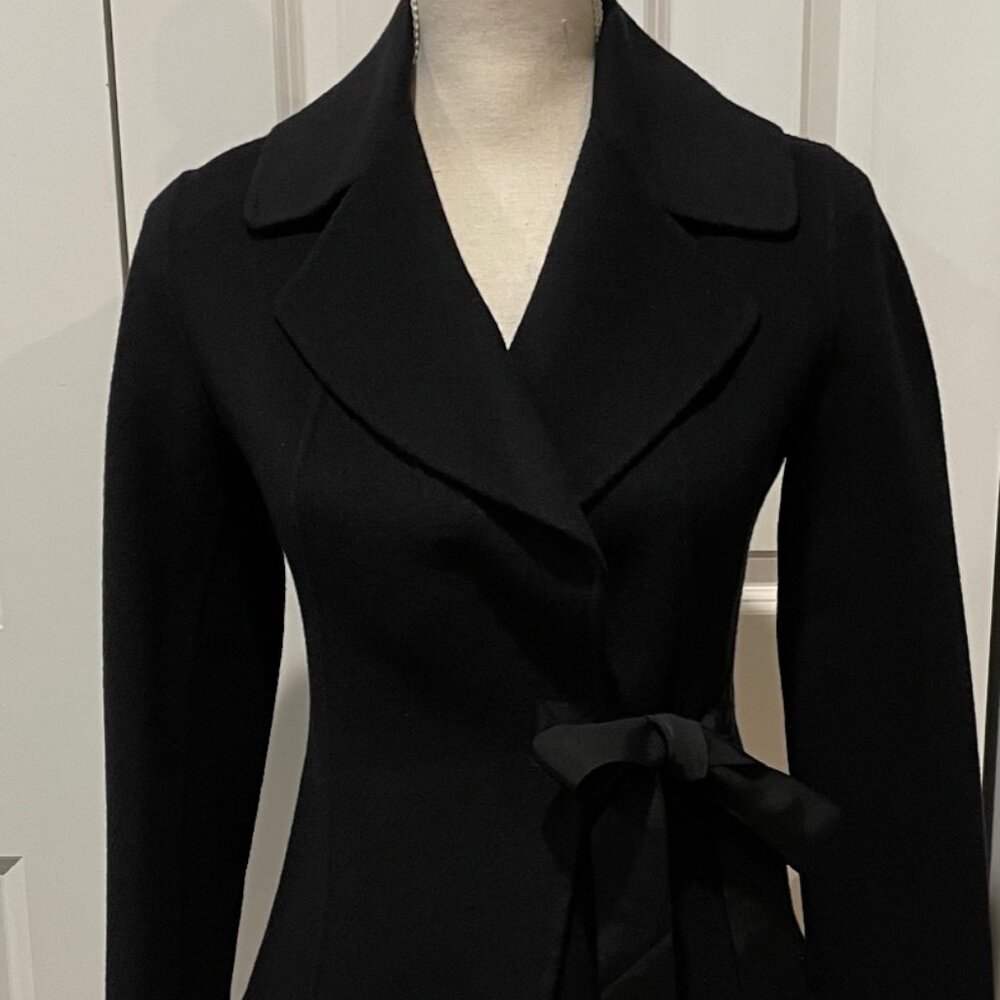 DKNY Black Wool Side Tie Jacket - Picture 1 of 9